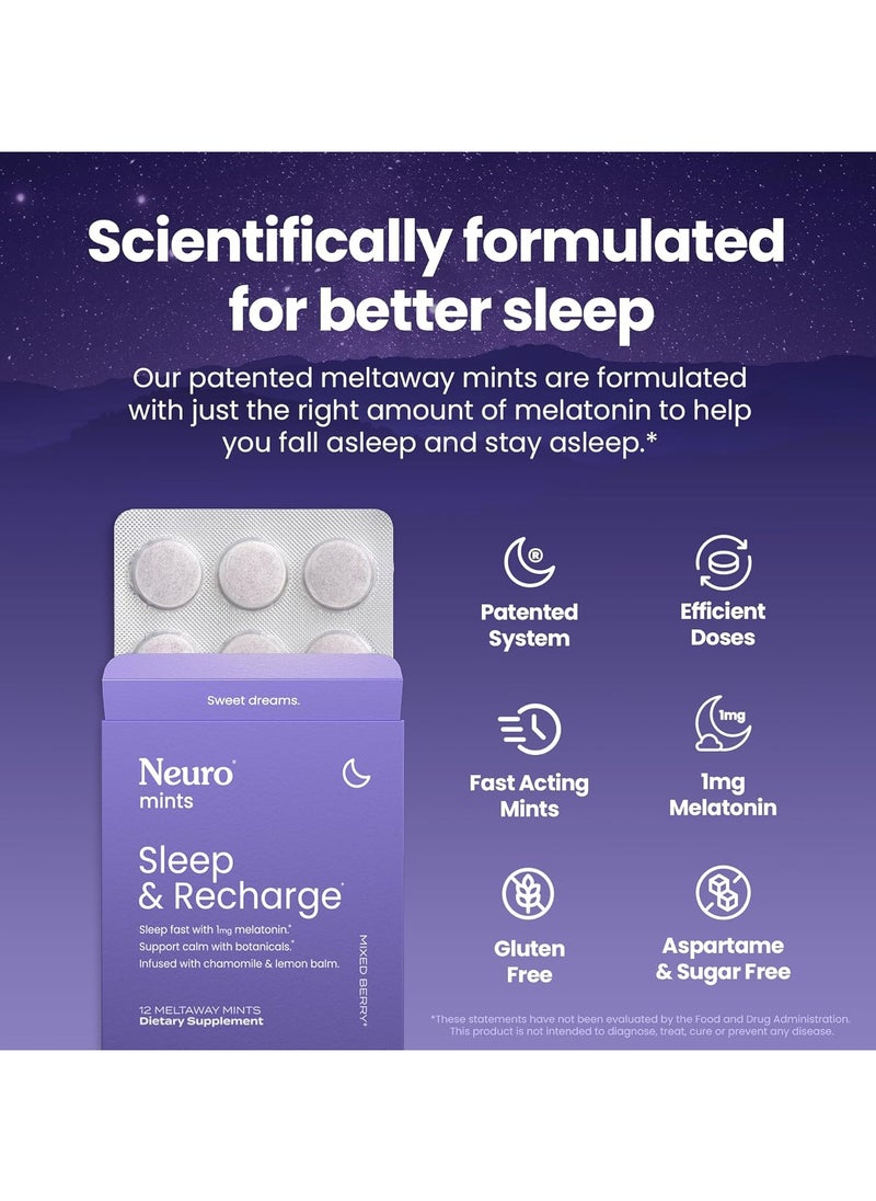NeuroGum - Melatonin 1 mg Sleep & Recharge Mints (72 Pieces) - Fast Dissolve Melatonin - Image 1
