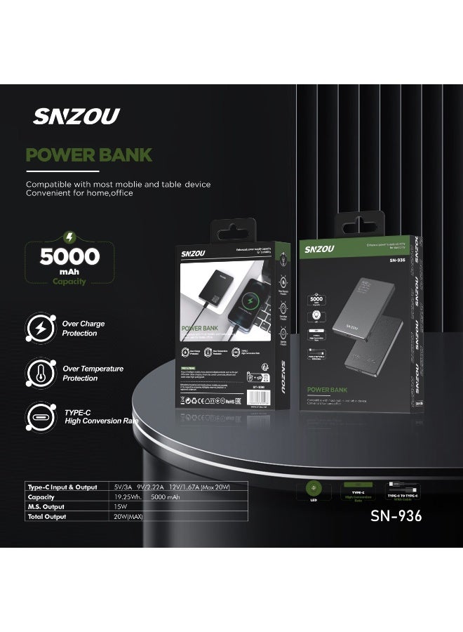 سنزو Snzou SlimCharge 5000mAh Power Bank - Image 4