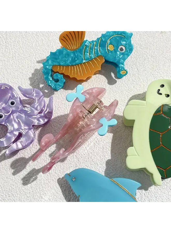 Small Octopus Cartoon Ocean Animals Acetic Acid Hair Clip - Image 3