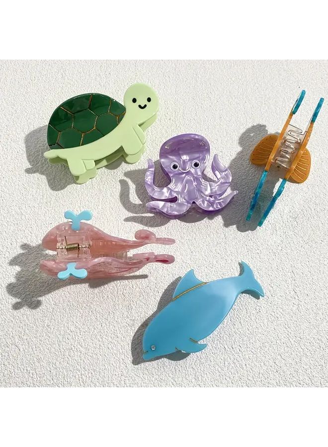 Small Octopus Cartoon Ocean Animals Acetic Acid Hair Clip - Image 2