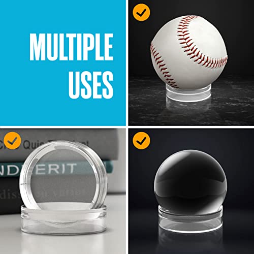 Houseables Baseball Holder, Baseball Stand, Ball Holder, Ball Stand, Acrylic Sphere Display, Egg Display, for Crystal, Rock, Marble, Golf, Softball, Round, Plastic Ring,12 Pack, Clear, 1.75" x 0.6" - Image 3