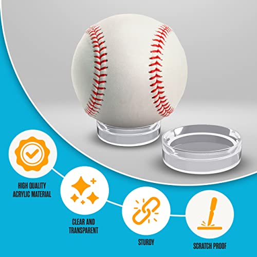 Houseables Baseball Holder, Baseball Stand, Ball Holder, Ball Stand, Acrylic Sphere Display, Egg Display, for Crystal, Rock, Marble, Golf, Softball, Round, Plastic Ring,12 Pack, Clear, 1.75" x 0.6" - Image 4