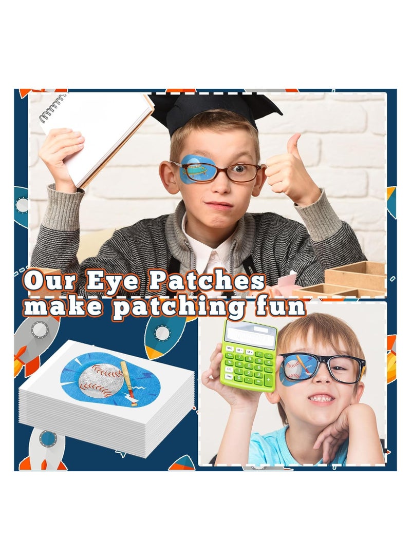 Bukela Eye Patches for Kids Girls and Boys 120 Pieces Boys Adhesive Eye Patches 8 Patterns Latex Free Large Light Blocking Pad Cute Fun Designs for Toddler Boys Cotton Adhesive Patches - Image 2