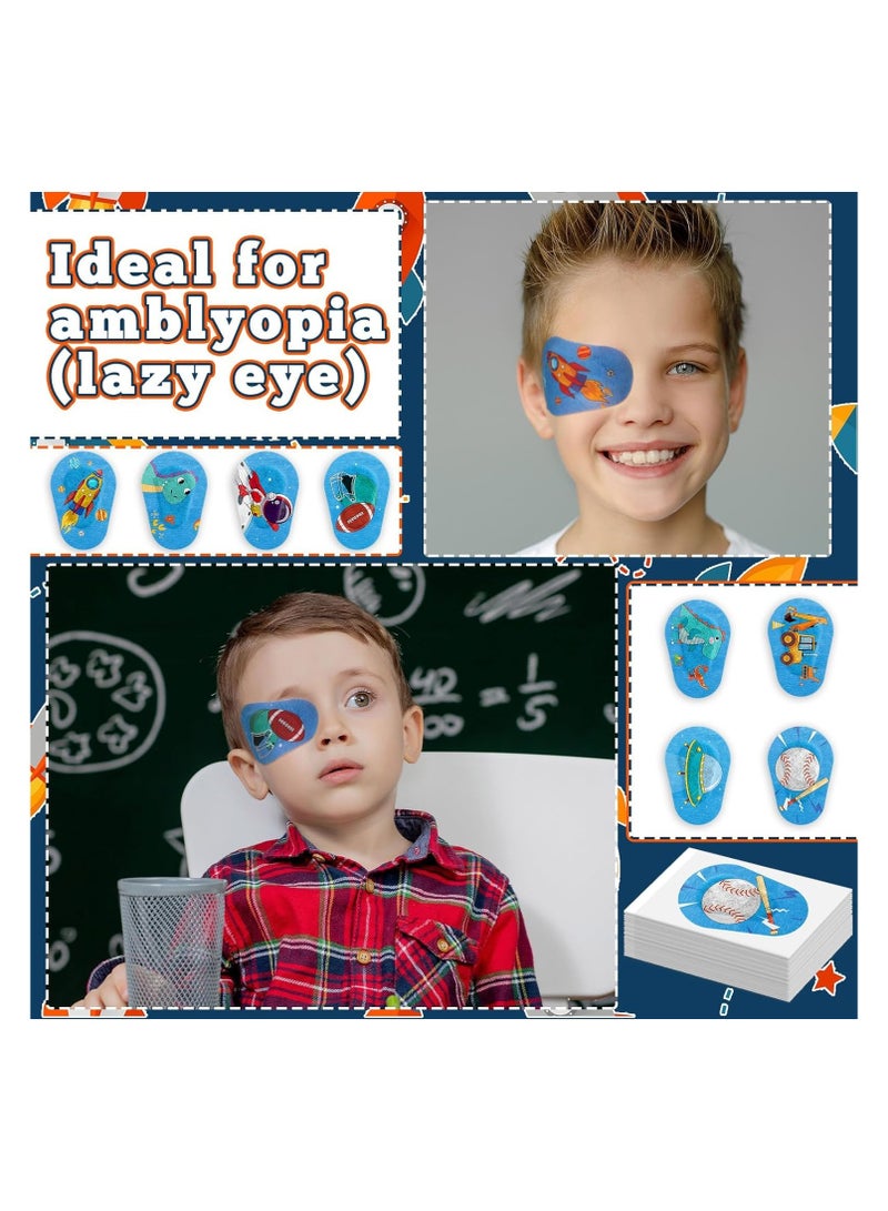 Bukela Eye Patches for Kids Girls and Boys 120 Pieces Boys Adhesive Eye Patches 8 Patterns Latex Free Large Light Blocking Pad Cute Fun Designs for Toddler Boys Cotton Adhesive Patches - Image 3
