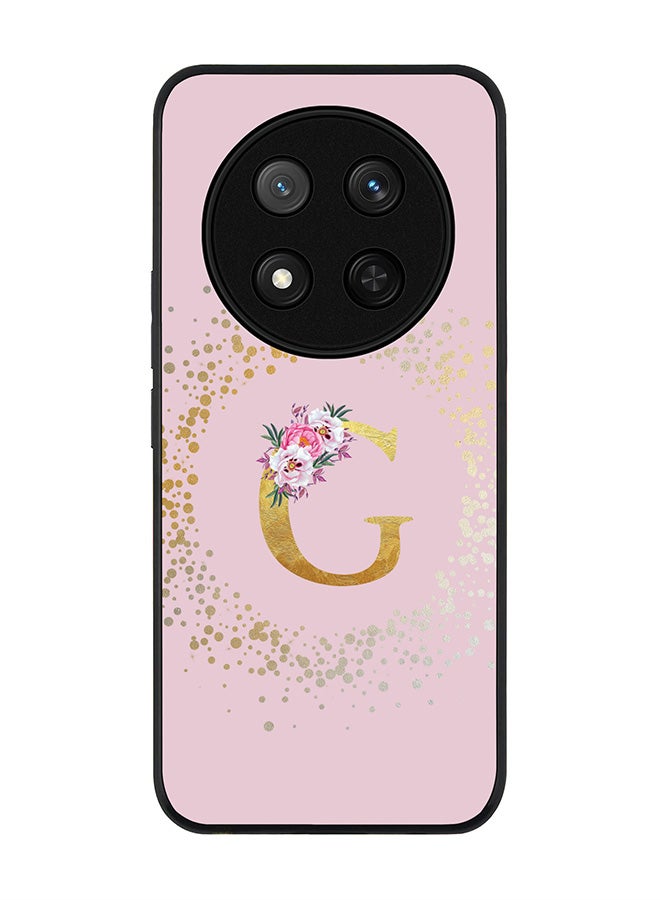 Stylizedd For Honor X9c / Honor Magic7 Lite 5G Case,Slim fit Camera Protection, Shockproof Thin Phone cover  - Custom Monogram Floral - G  (Pink ) - Image 1