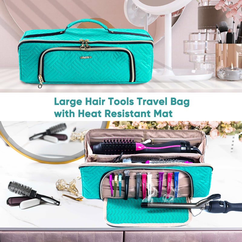 ELCUPA Large Travel Bag - 2in1 Hair Tools Organizer for Dryer Brush, Flat Irons, Straighteners, Curling Irons, Makeup Bag - Image 5
