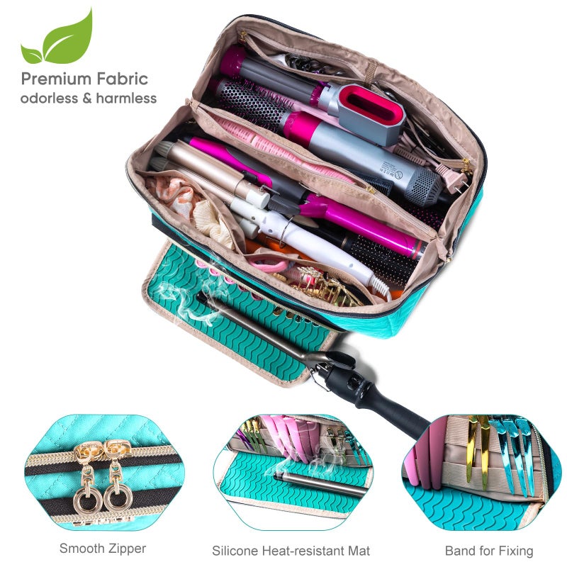 ELCUPA Large Travel Bag - 2in1 Hair Tools Organizer for Dryer Brush, Flat Irons, Straighteners, Curling Irons, Makeup Bag - Image 4