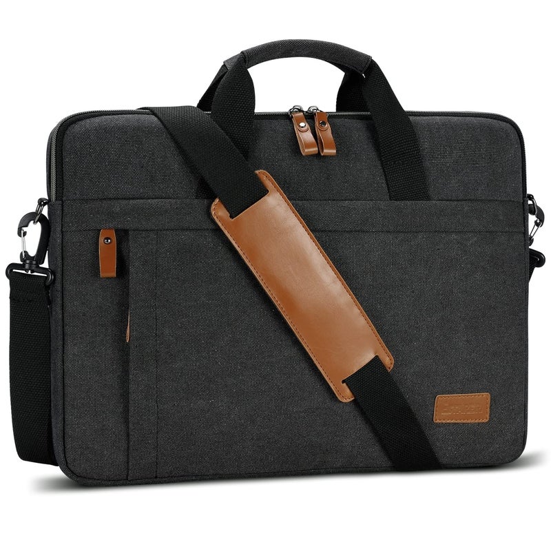 ESTARER Laptop Bag 17-17.3 Inch, Computer Bags for Men Water-resistant Canvas Laptop Case Slim Laptop Sleeve Fits Hp/Dell/Asus/Lenovo/Acer, Dark Grey - Image 1