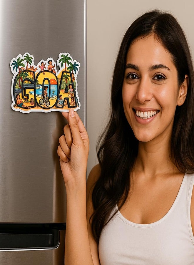 مغناطيس ثلاجة خشبي تذكاري بتصميم ولاية غوا من ناكسون - مغناطيس ثلاجة مطبوع لتزيين المطبخ والمنزل | هدية تذكارية مثالية | المقاس 3×3 بوصة | عبوة من قطعة واحدة - Image 3