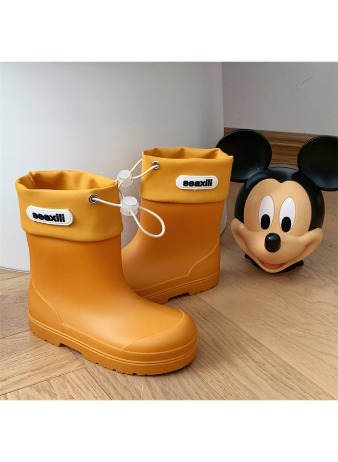 Children's Rain Boots Style Style Heightened Girdle Waterproof Anti-slip Rain Boots For Small And Medium-sized Kidsren Soft-soled Toddler School Water Shoes For Primary School Students