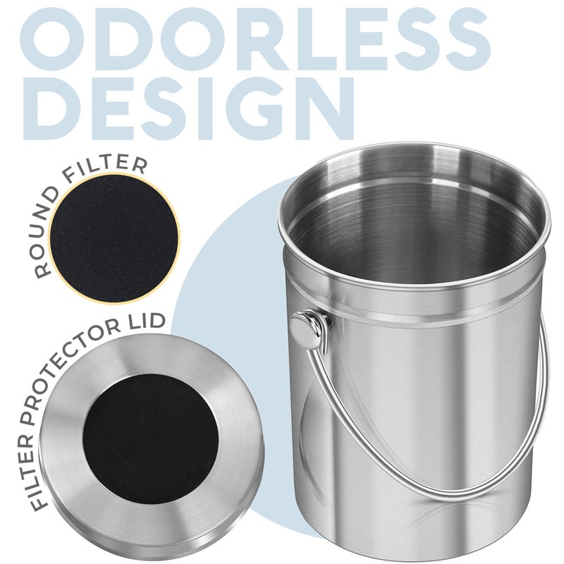 Epica EPICA Countertop Compost Bin Kitchen | 1.3 Gallon | Odorless Composting Bin with Carbon Filters | Indoor Compost Bin with Lid | Stainless Steel Kitchen Composter for Food Scraps & Waste Recycling  - Image 5