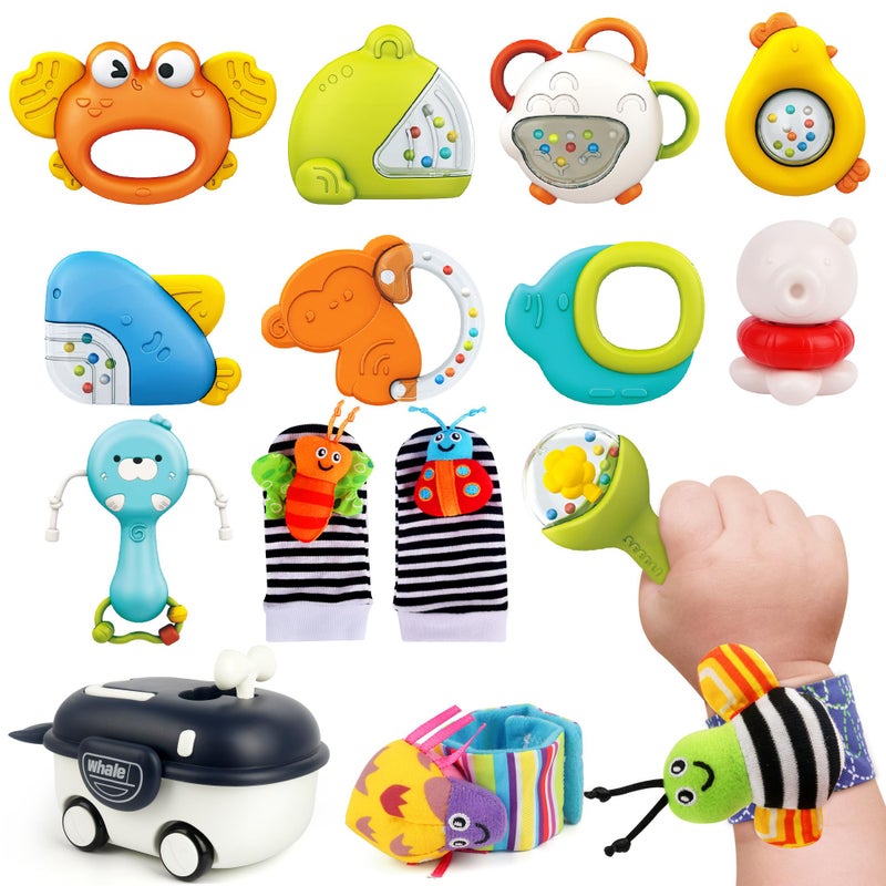 Vanmor Baby Rattles 0-6 Months | Sensory Toys for Infants 6-12 Month, Wrist Rattle Socks, Foot Finder & Teething Toys | Newborn Toys Gift for Boys and Girls, Baby Shower Gifts Easter Basket Stuffers - Image 1