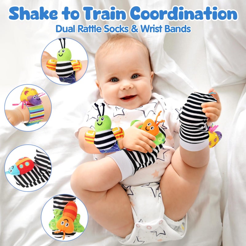 Vanmor Baby Rattles 0-6 Months | Sensory Toys for Infants 6-12 Month, Wrist Rattle Socks, Foot Finder & Teething Toys | Newborn Toys Gift for Boys and Girls, Baby Shower Gifts Easter Basket Stuffers - Image 5