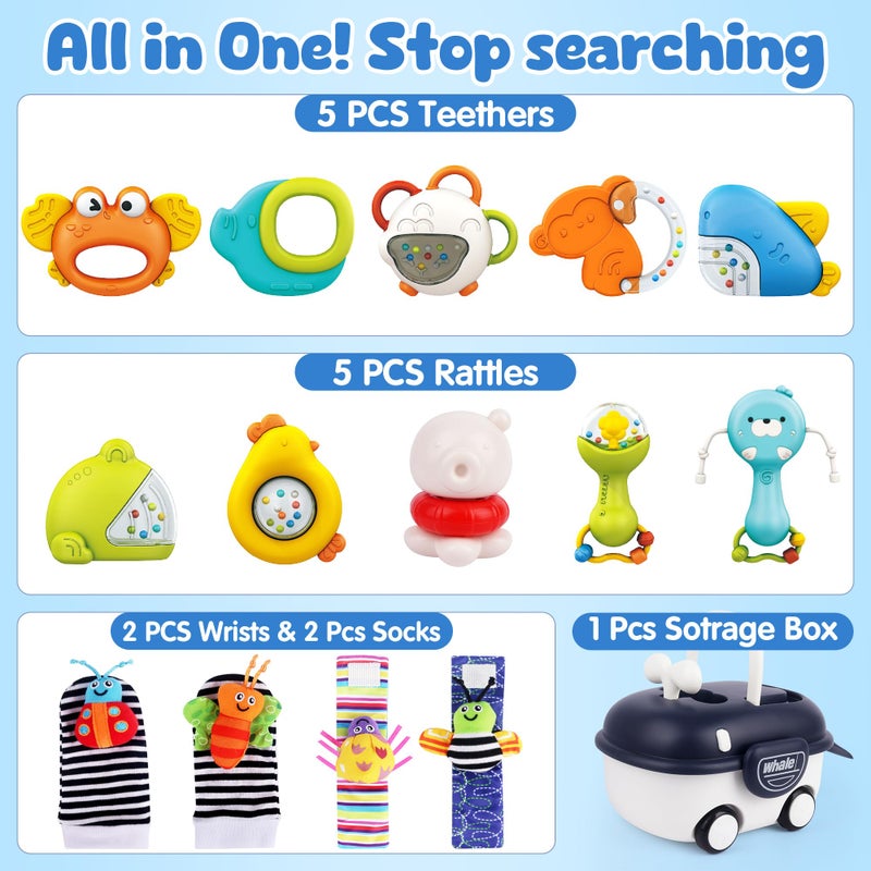 Vanmor Baby Rattles 0-6 Months | Sensory Toys for Infants 6-12 Month, Wrist Rattle Socks, Foot Finder & Teething Toys | Newborn Toys Gift for Boys and Girls, Baby Shower Gifts Easter Basket Stuffers - Image 3