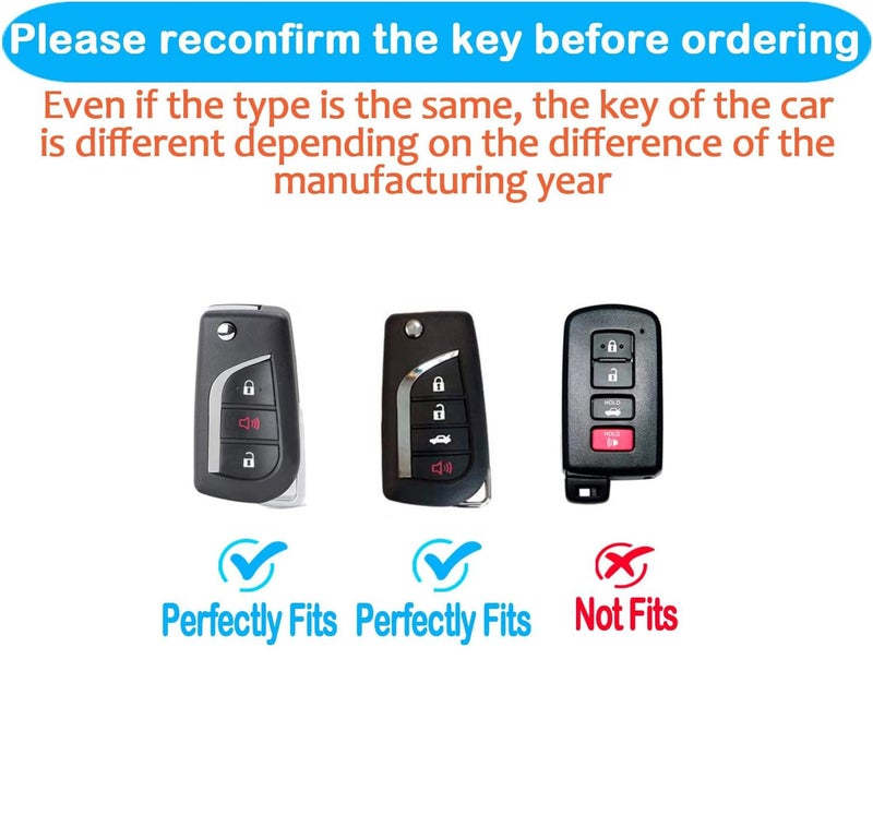 Autophone Compatible with Toyota Key Fob Cover with Keychain Soft TPU 360 Degree Protection Key Case for Fortuner Tundra Camry RAV4 Highlander Corolla Smart Key(Pink) - Image 2