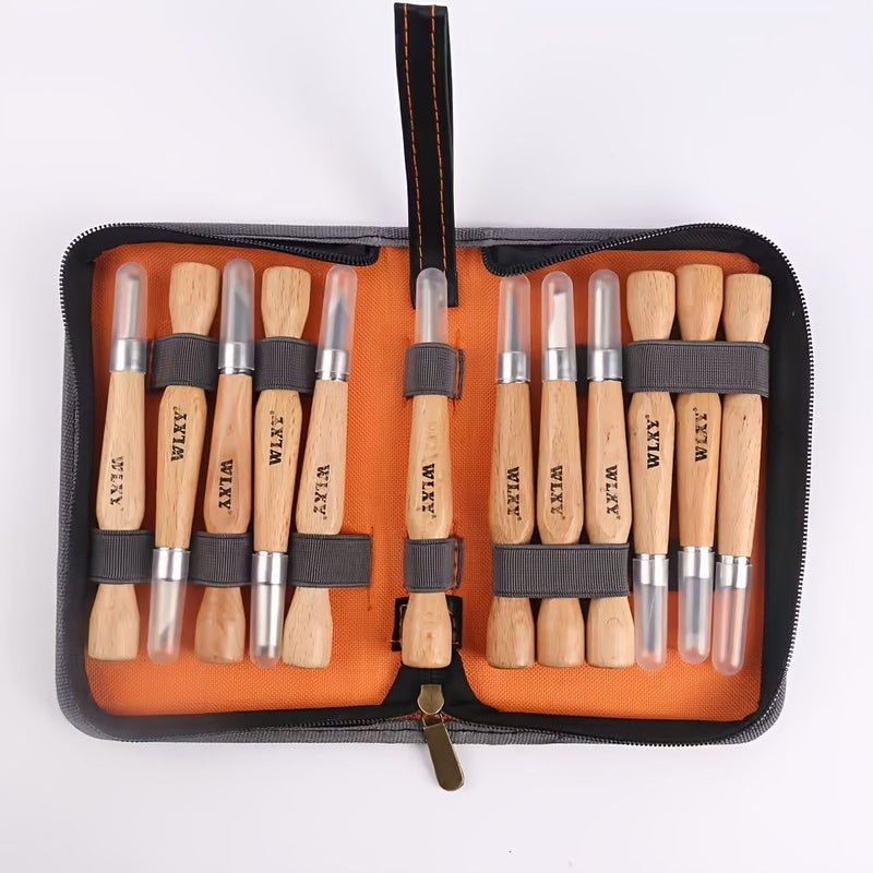 13 Pcs Wood Carving Chisel Set SK2 Carbon Steel For Sculpting Beginners Experts - Image 5