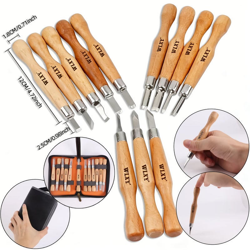13 Pcs Wood Carving Chisel Set SK2 Carbon Steel For Sculpting Beginners Experts - Image 2