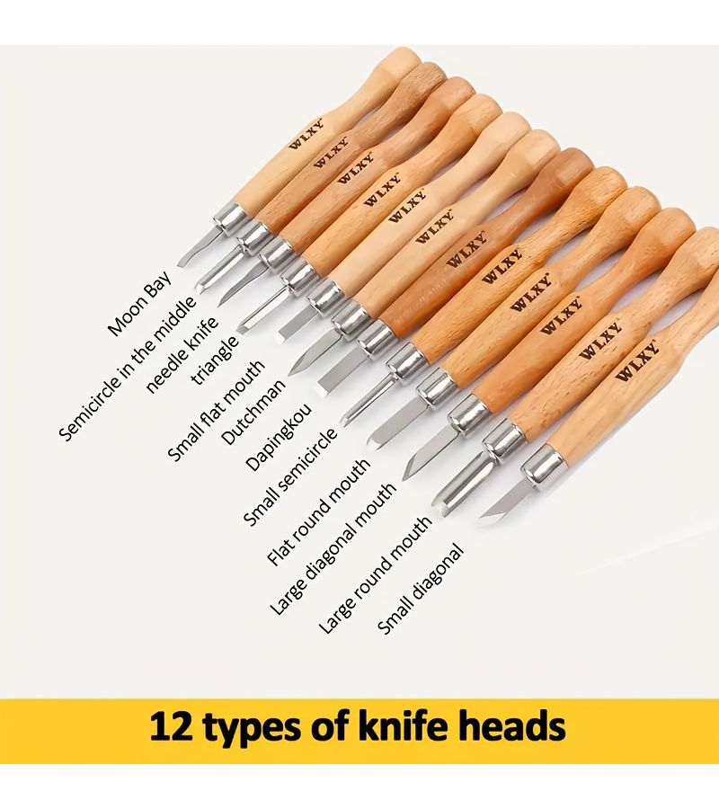 13 Pcs Wood Carving Chisel Set SK2 Carbon Steel For Sculpting Beginners Experts - Image 3