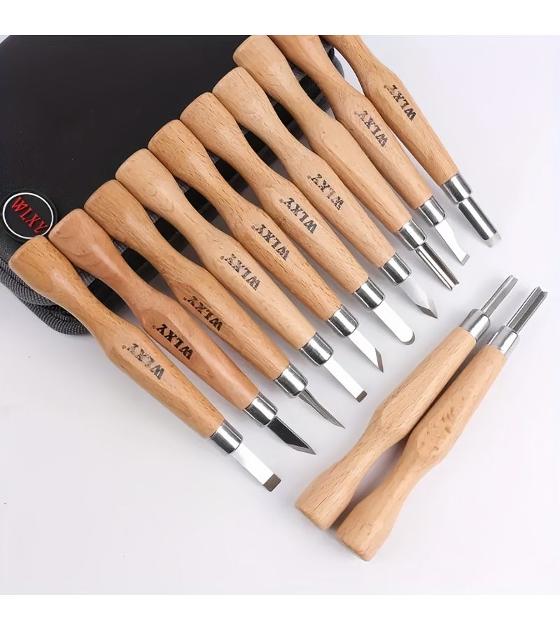 13 Pcs Wood Carving Chisel Set SK2 Carbon Steel For Sculpting Beginners Experts - Image 4