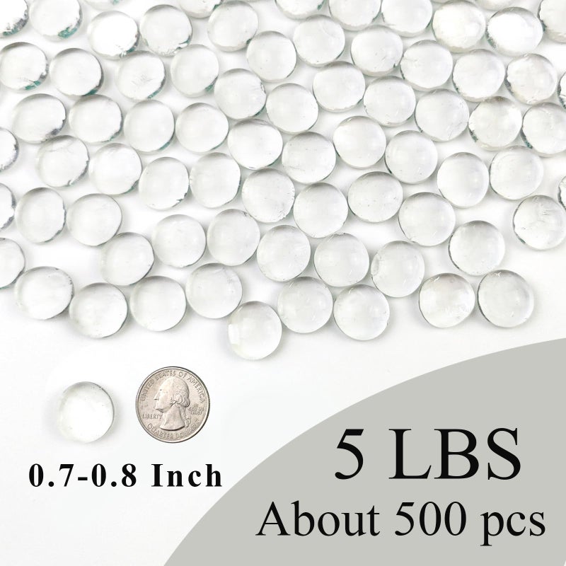 FANTIAN 5Lb Clear Glass Pebbles, Flat Glass Marbles, Decorative Glass Gem Stones for Vase Fish Tank Fountains Crafts Centerpieces Fire Pit and Home Decor - Image 2