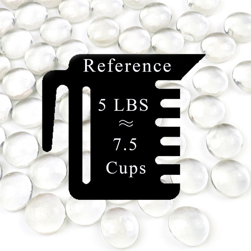 FANTIAN 5Lb Clear Glass Pebbles, Flat Glass Marbles, Decorative Glass Gem Stones for Vase Fish Tank Fountains Crafts Centerpieces Fire Pit and Home Decor - Image 3