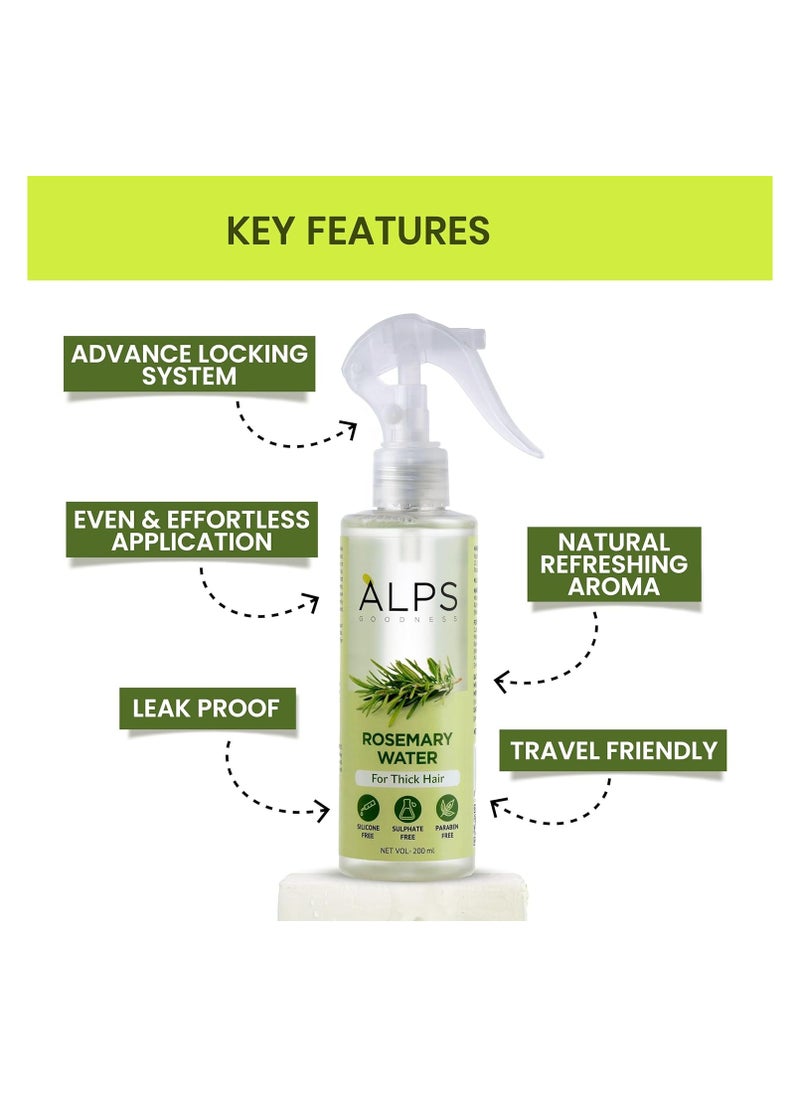ALPS GOODNESS - Alps Goodness Rosemary Water Spray For Hair Growth Twin Pack (200 ml x 2) | Hair Spray for Regrowth | Rosemary Hair Mist | Adds Shine | Helps Reduce Hairfall | Strengthens Hair | For All Hair Types - Image 1