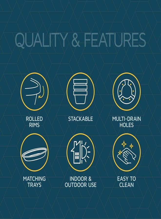 لايف ماستر مجموعة أحواض زراعة خارجية من لايف ماستر، مقاس 10 بوصات، على شكل براميل ويسكي، تتكون من 6 قطع، مصنوعة من البلاستيك، مناسبة للاستخدام الداخلي والخارجي، مزودة بفتحات تصريف وصحن، مثالية لزراعة الزهور والنباتات الصغيرة والأعشاب. - Image 5