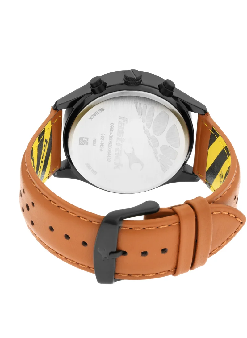 fastrack Fastrack Fastfit Quartz Analog with Day and Date Black Dial Leather Strap Watch for Guys
