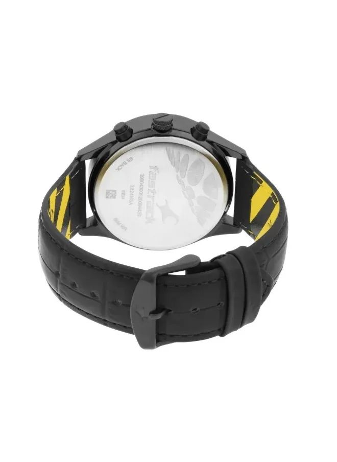 fastrack Fastrack Fastfit Quartz Analog with Day and Date Black Dial Leather Strap Watch for Guys