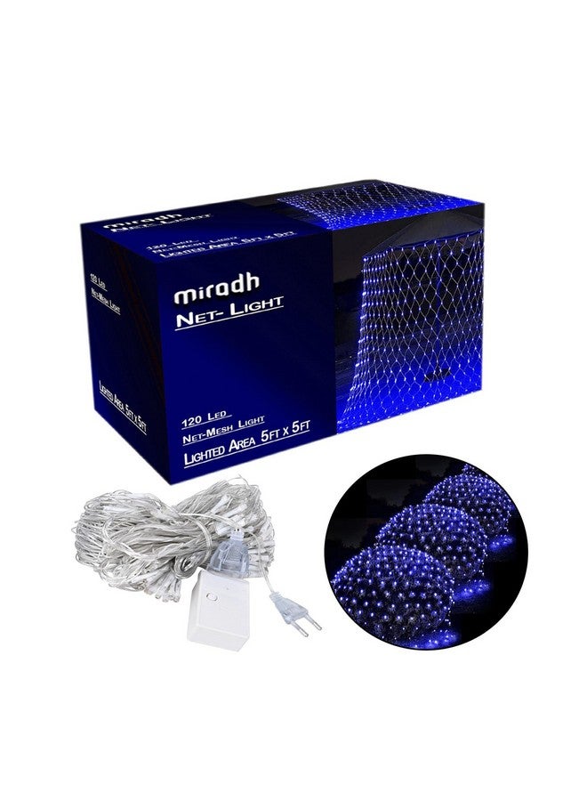 MIRADH أضواء شبكة LED MIRADH - أضواء ديوالي للزينة للمنزل أضواء ديوالي لتزيين المنزل أضواء LED لزينة عيد الميلاد 5 قدم × 5 قدم 120 LED (وضع ثابت أزرق) - Image 1