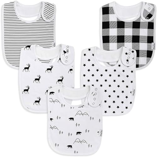 KiddyStar Organic Cotton Baby Bibs for Boys & Girls – Soft, Absorbent Teething & Drool Bibs - Adjustable Snaps for Toddlers - Image 1