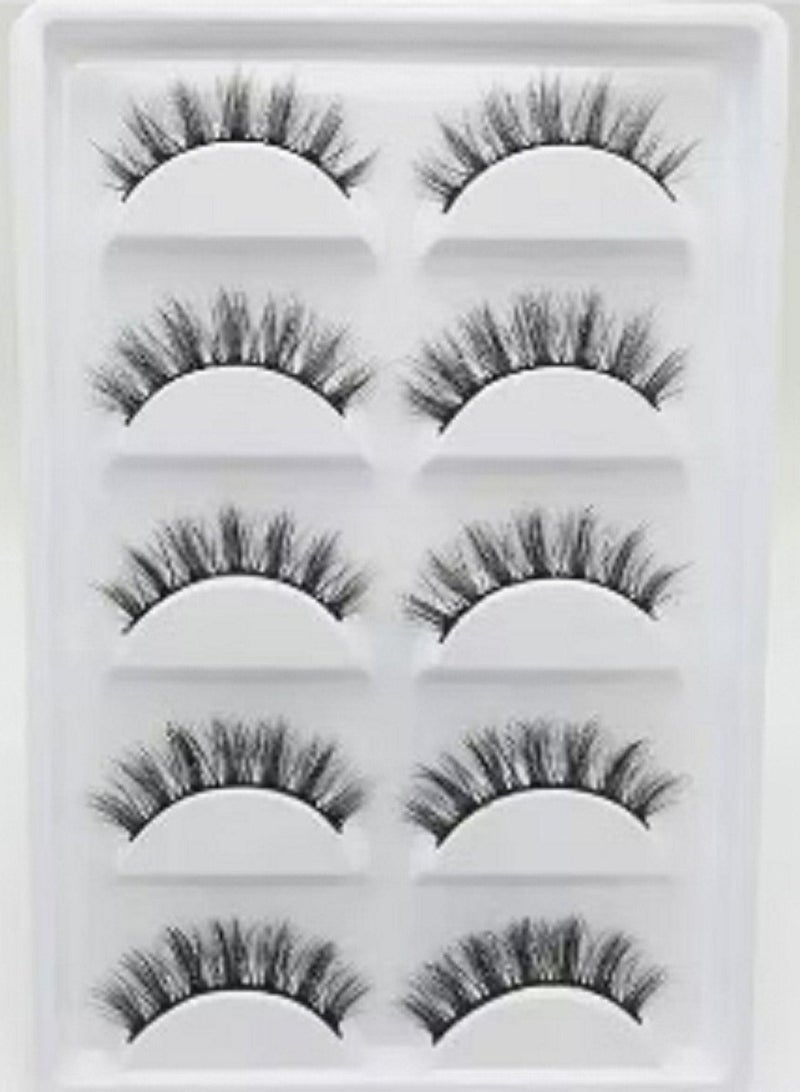 5 أزواج من الرموش المغناطيسية ثلاثية الأبعاد باللون الأسود