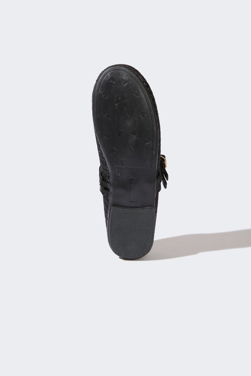 ديفاكتو شوز فلات بناتي أسود جلد صناعي بكعب مسطح - Image 4