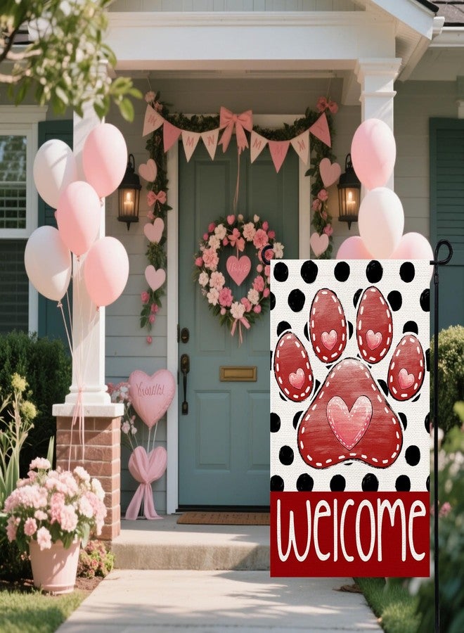Agroon Valentines Garden Flag 12x18 Inch, Paw Print Heart Double Sided Flag for Anniversary Wedding Yard Outdoor Decoration - Image 3