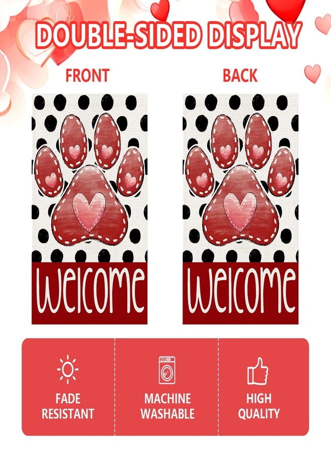 Agroon Valentines Garden Flag 12x18 Inch, Paw Print Heart Double Sided Flag for Anniversary Wedding Yard Outdoor Decoration - Image 5