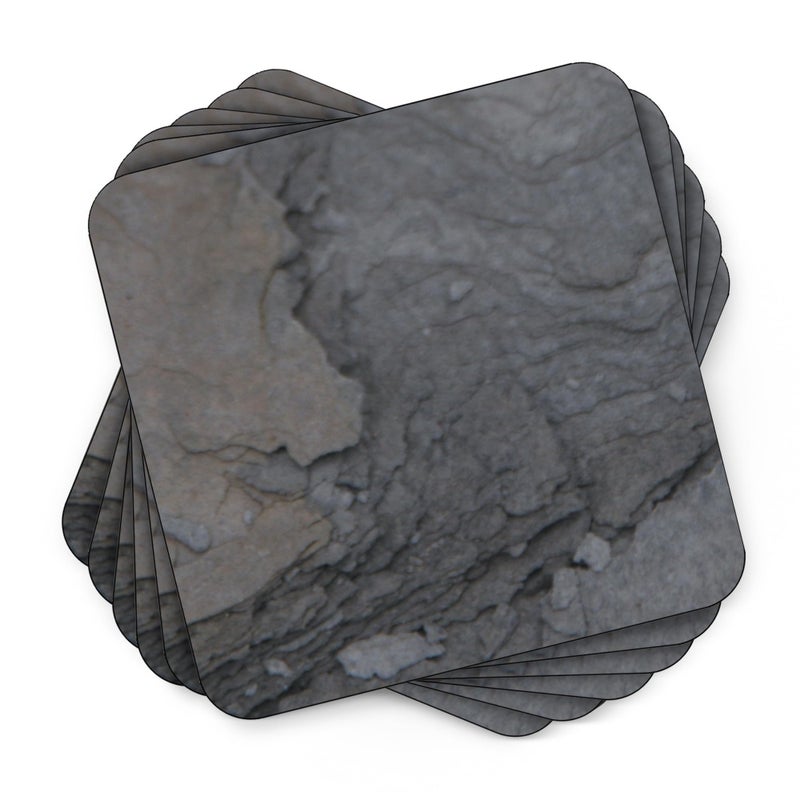 Pimpernel Midnight Slate Coasters, Set of 6 â€“ 4" Square Drink Mats with Stone Texture Design, Heat Resistant Cork-Backed Board, Durable Dining, Coffee Table & Bar Surface Protection - Image 1
