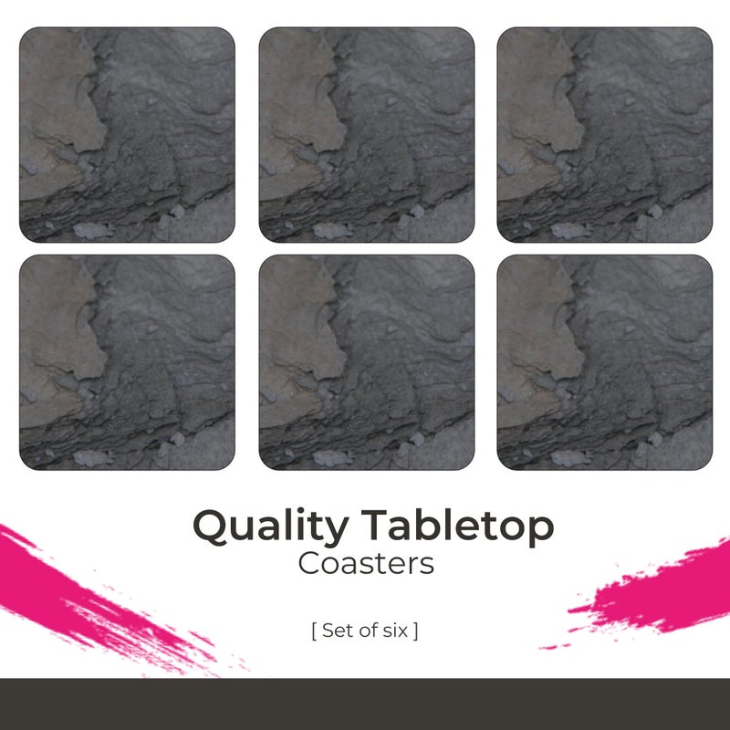 Pimpernel Midnight Slate Coasters, Set of 6 â€“ 4" Square Drink Mats with Stone Texture Design, Heat Resistant Cork-Backed Board, Durable Dining, Coffee Table & Bar Surface Protection - Image 2