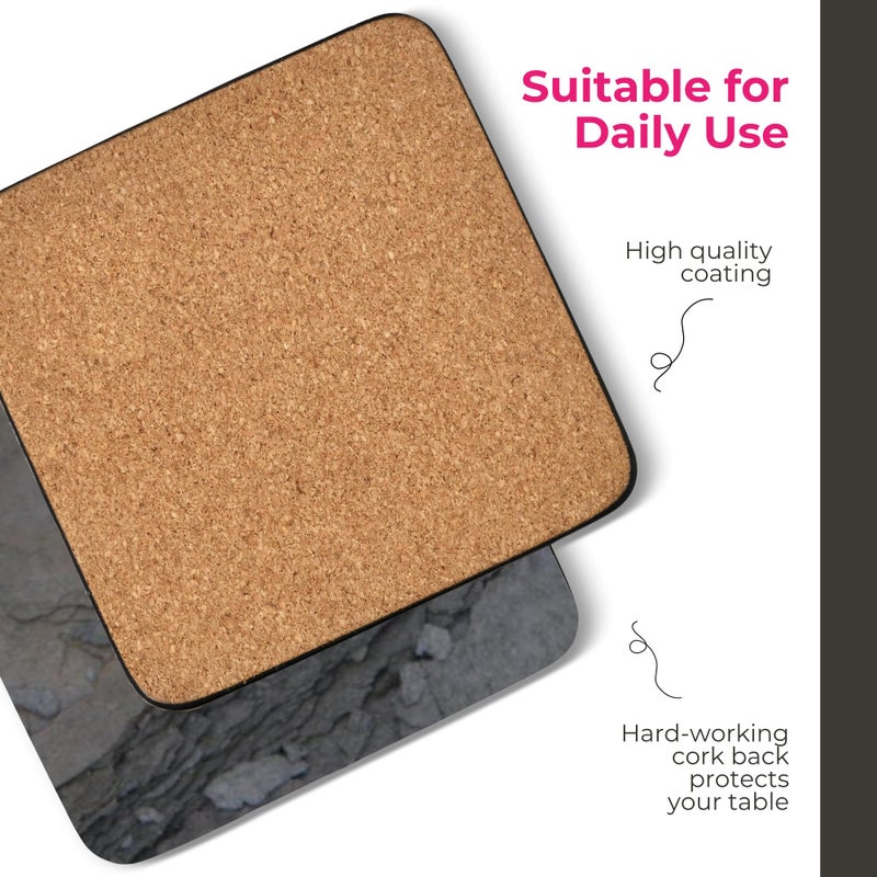 Pimpernel Midnight Slate Coasters, Set of 6 â€“ 4" Square Drink Mats with Stone Texture Design, Heat Resistant Cork-Backed Board, Durable Dining, Coffee Table & Bar Surface Protection - Image 5