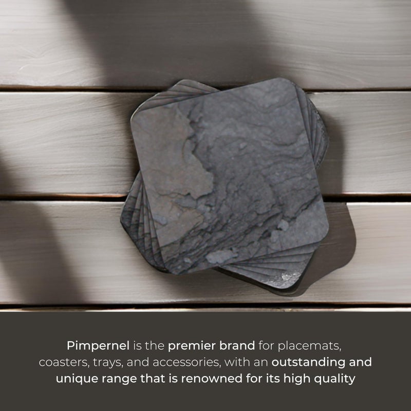 Pimpernel Midnight Slate Coasters, Set of 6 â€“ 4" Square Drink Mats with Stone Texture Design, Heat Resistant Cork-Backed Board, Durable Dining, Coffee Table & Bar Surface Protection - Image 4