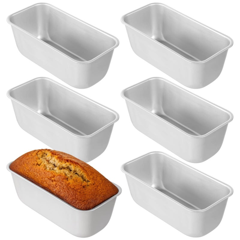 6 Pcs Aluminum Rectangular Bread Loaf Baking Pans For Brownies Meatloaf Cakes - Image 2