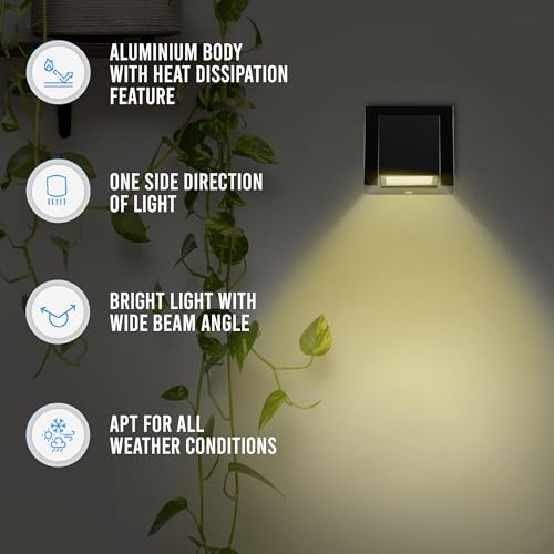 Gesto 5W Waterproof Led Wall Light for Home Decoration – Up Down 1-Way LED Wall Lamp | IP65 Outdoor Fancy Wall Lights for Balcony,Gate,Elevation,Garden,Patio | Decorative Wall Mount Light -Pack of 6 - Image 4