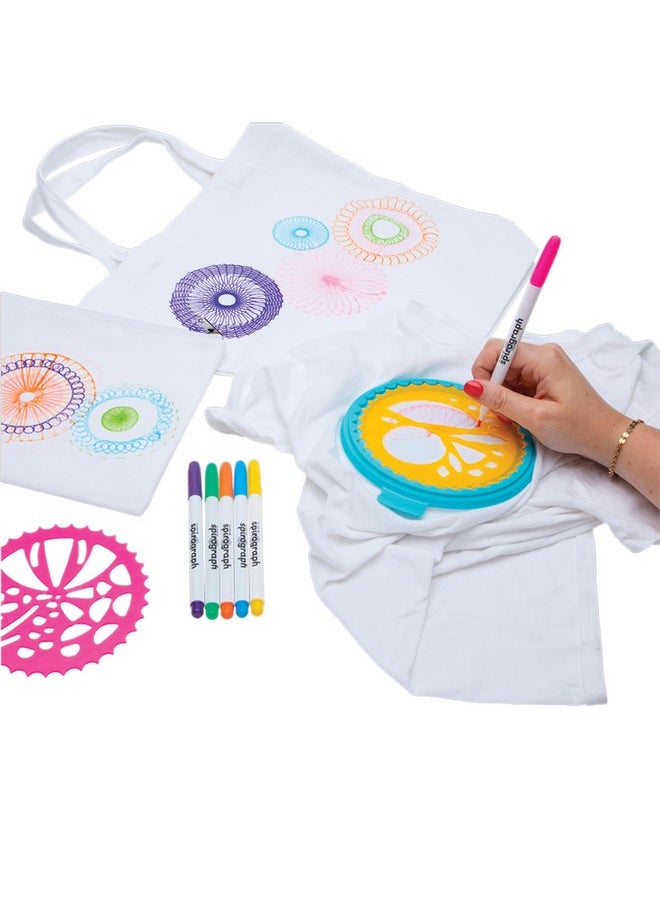 Spirograph Spirograph Fabric Designer Spiral Art You Can Wear, Kids Toys, Drawing Kit, Classic Gear Design Kit, Fabric Pens, Ages 6+  - Image 4