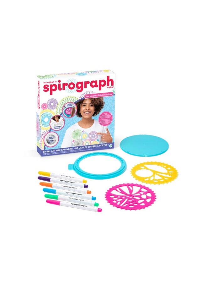 Spirograph Spirograph Fabric Designer Spiral Art You Can Wear, Kids Toys, Drawing Kit, Classic Gear Design Kit, Fabric Pens, Ages 6+  - Image 2