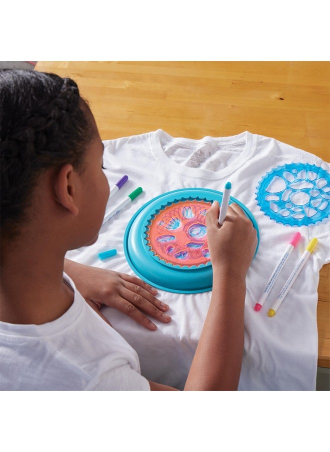 Spirograph Spirograph Fabric Designer Spiral Art You Can Wear, Kids Toys, Drawing Kit, Classic Gear Design Kit, Fabric Pens, Ages 6+  - Image 5