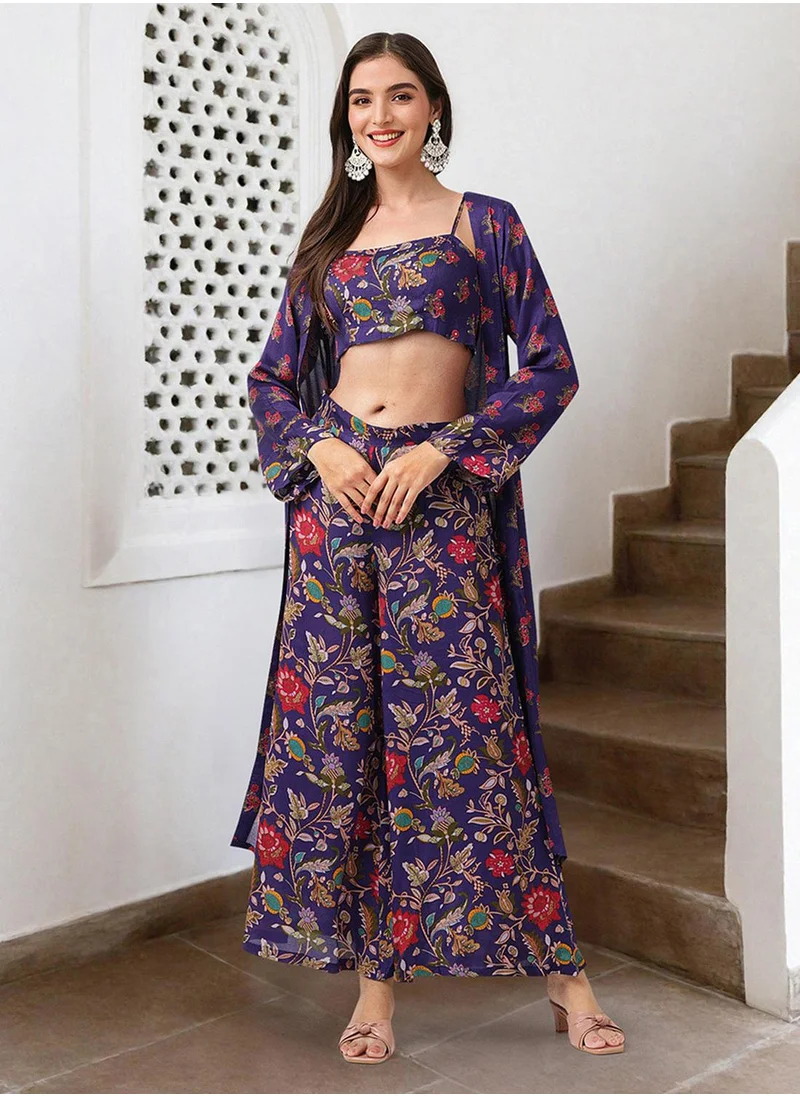 آي شين Regular Fit Embellished Pattern Round Neck Neck Three-Quarter Sleeve Navy Colour Knitted Polyester Co-Ords Set for Women with Mid-Rise Closure - Crafted for Elegance and Ease