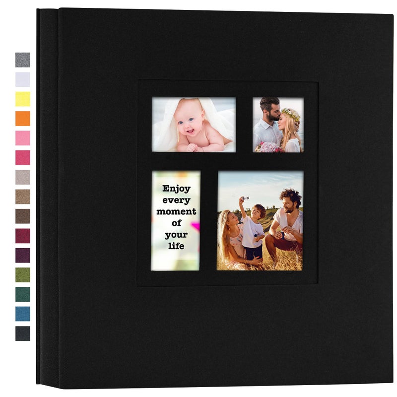potricher Photo Album 4x6 600 Photos Linen Cover Large Capacity Picture Albums for Family Wedding Anniversary Baby Vacation Black