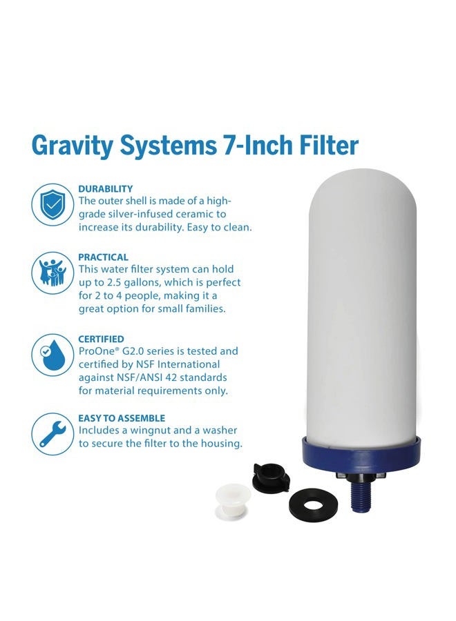 ProOne G-Series 7-Inch Gravity Filter Replacement 1-Pack - Universally Compatible with Gravity Water Filtration Systems - NSF/ANSI Certified to Reduce Lead, Microplastics, & Total PFAS (1-Pack) - Image 2