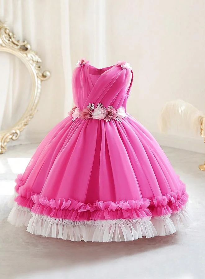 تايك تو فستان حفلات بحافة مكشكشة وتفاصيل زهور وعقدة