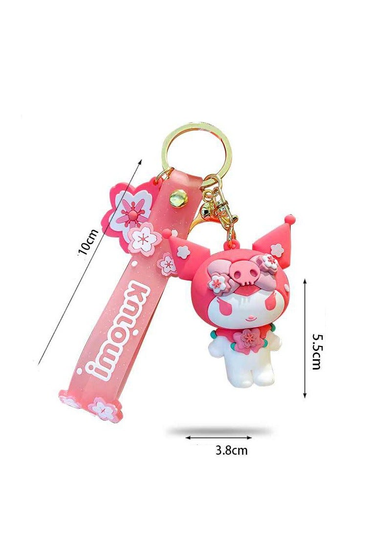 زهر الكرز الوردي سانريو دمية القرفة سلسلة المفاتيح قلادة لطيف الكرتون قلادة سيارة سلسلة المفاتيح - Image 3