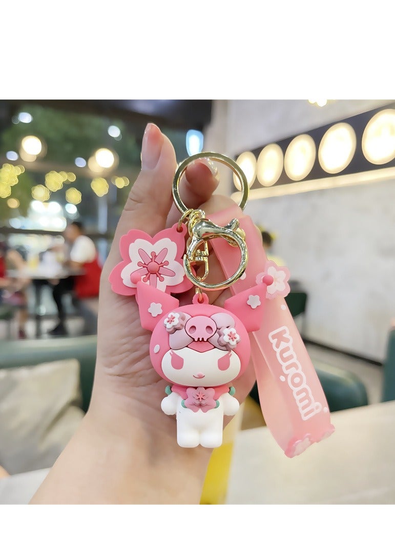 زهر الكرز الوردي سانريو دمية القرفة سلسلة المفاتيح قلادة لطيف الكرتون قلادة سيارة سلسلة المفاتيح - Image 2